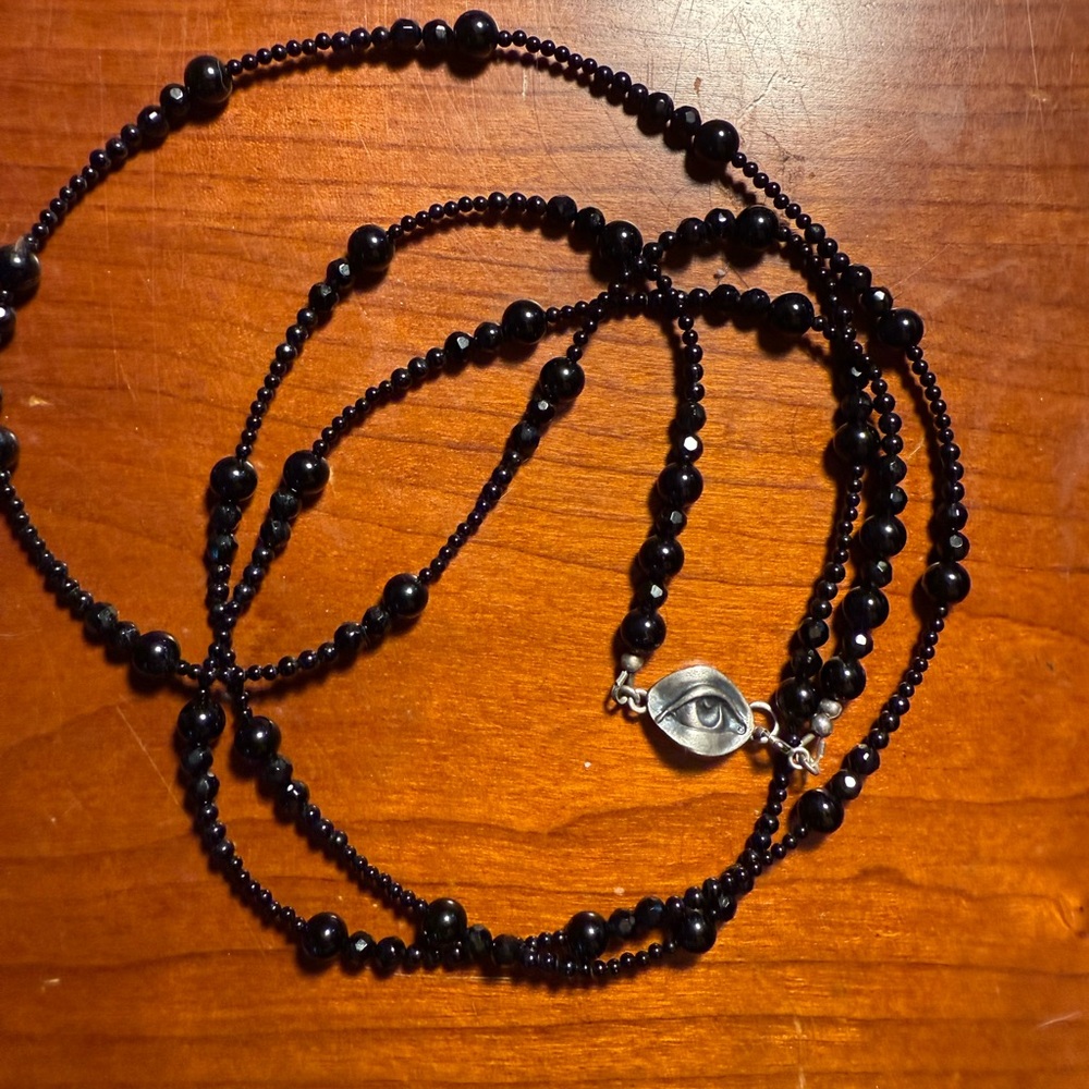 bloodmilk onyx halley's comet mourning beads strand necklace